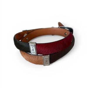 Brighton Haircalf Leather Belt Multicolor Brown Red Black Silver Buckle Size 30